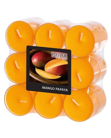 Lot de 18 Bougies chauffe-plats parfumées Mangue Papaye Ø 38mm H: 24mm - CASADECO Lot de 18 Bougies chauffe-plats parfumées Mangue Papaye Ø 38mm H: 24mm - CASADECO