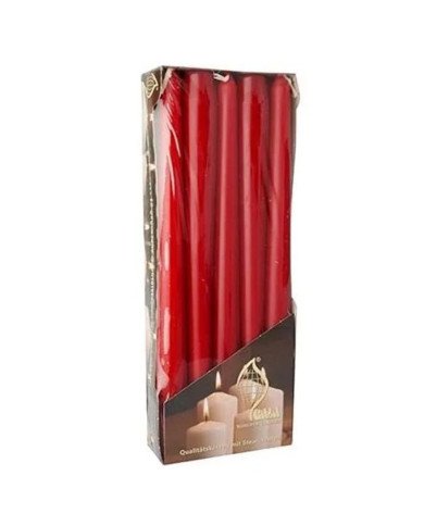 Lot de 10 Bougies de Chandelier en rouge Ø 23mm H: 250mm - CASADECO Lot de 10 Bougies de Chandelier en rouge Ø 23mm H: 250mm - CASADECO