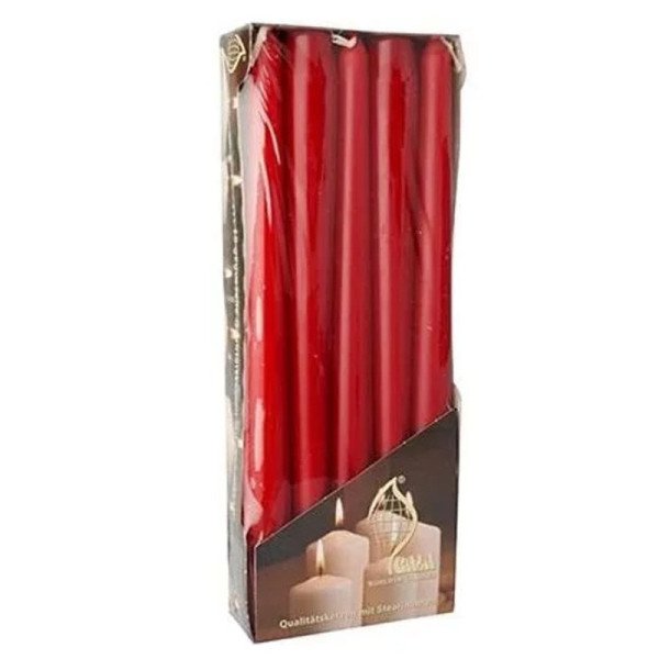 Lot de 10 Bougies de Chandelier en rouge Ø 23mm H: 250mm - CASADECO