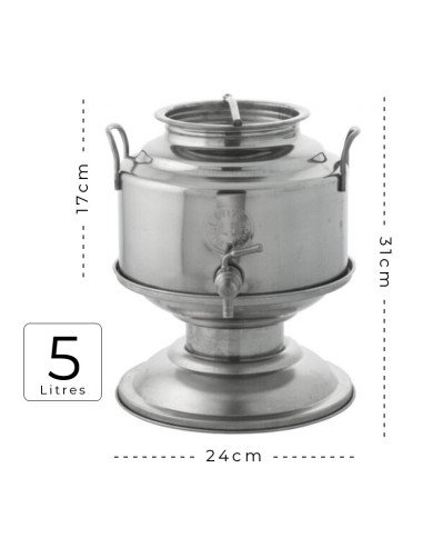 Citerne Inox 5 litres pour huile d'olive avec robinet et support en in Citerne Inox 5 litres pour huile d'olive avec robinet et support en in