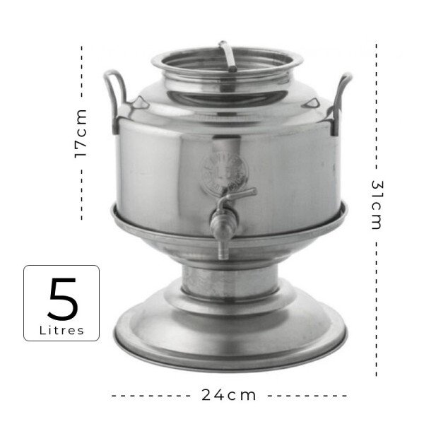 Citerne Inox 5 litres pour huile d'olive avec robinet et support en in Citerne Inox 5 litres pour huile d'olive avec robinet et support en in