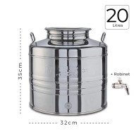 Citerne Inox 20 litres pour huile d'olive avec robinet - MINOX Citerne Inox 20 litres pour huile d'olive avec robinet - MINOX