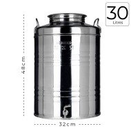 Citerne Inox 30 litres pour huile d'olive avec robinet - MINOX