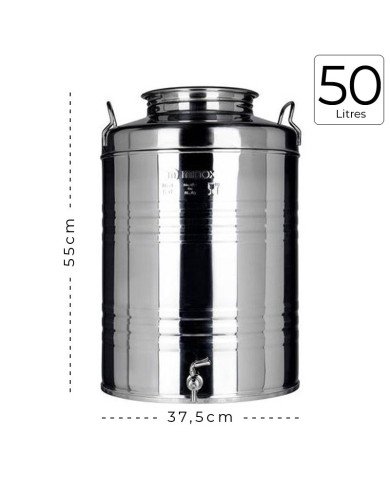 Citerne Inox 50 litres pour huile d'olive avec robinet - MINOX Citerne Inox 50 litres pour huile d'olive avec robinet - MINOX