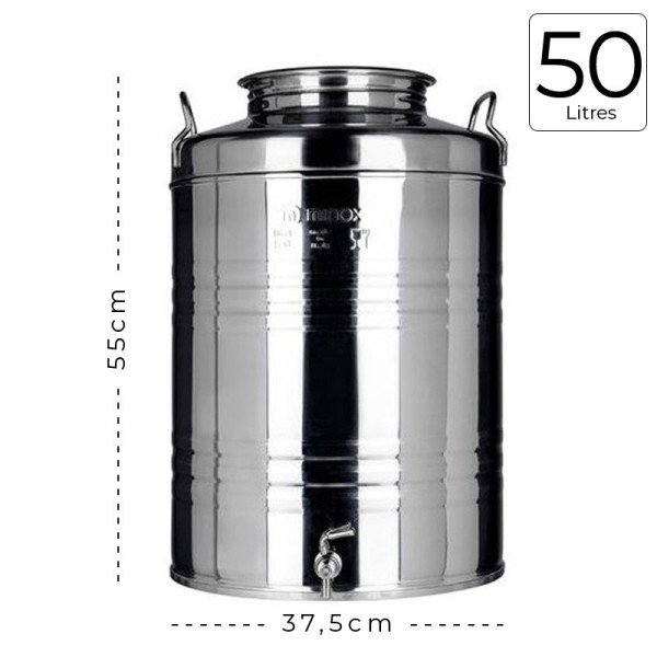 Citerne Inox 50 litres pour huile d'olive avec robinet - MINOX Citerne Inox 50 litres pour huile d'olive avec robinet - MINOX
