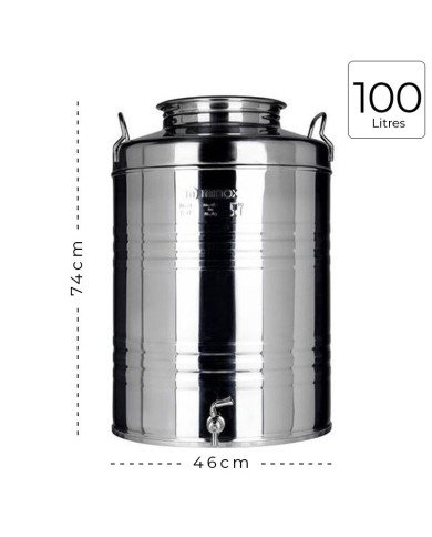 Citerne Inox 100 litres pour huile d'olive avec robinet - MINOX Citerne Inox 100 litres pour huile d'olive avec robinet - MINOX