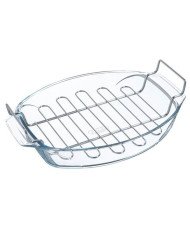 Plat à Four Ovale en verre 38x27cm 4L + Grille de cuisson Irresistible - PYREX