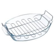 Plat à Four Ovale en verre 38x27cm 4L + Grille de cuisson Irresistible - PYREX