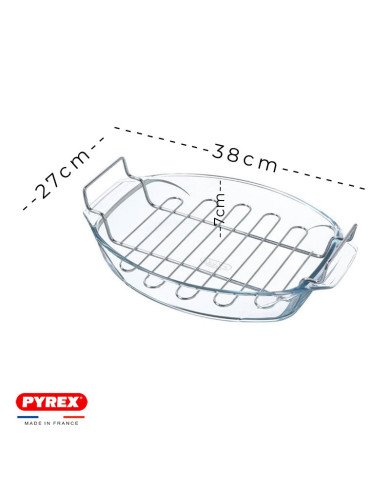 Plat à Four Ovale en verre 38x27cm 4L + Grille de cuisson Irresistible Plat à Four Ovale en verre 38x27cm 4L + Grille de cuisson Irresistible