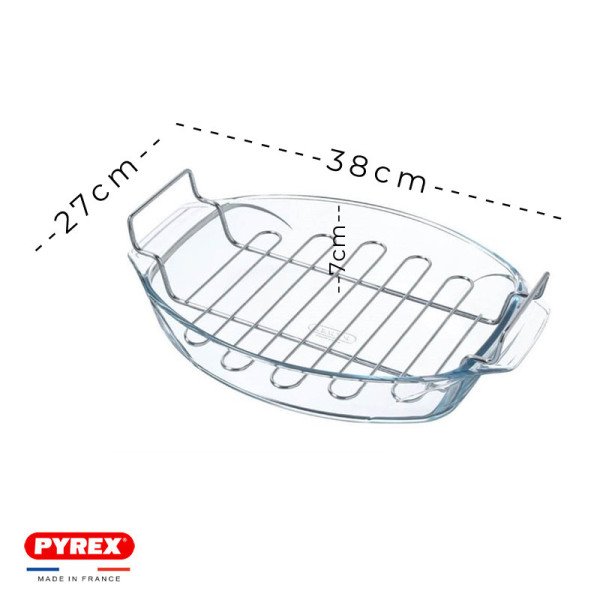 Plat à Four Ovale en verre 38x27cm 4L + Grille de cuisson Irresistible