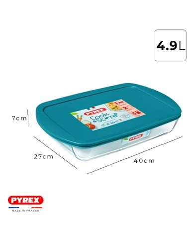 Plat à Four Rectangulaire en verre avec Poignées et Couvercle 40x27cm Plat à Four Rectangulaire en verre avec Poignées et Couvercle 40x27cm