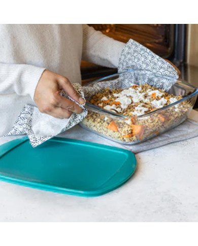 Plat à Four Rectangulaire en verre avec Poignées et Couvercle 40x27cm