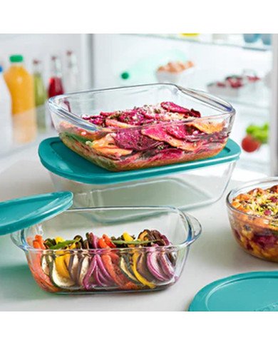 Plat à Four Rectangulaire en verre avec Poignées et Couvercle 40x27cm Plat à Four Rectangulaire en verre avec Poignées et Couvercle 40x27cm