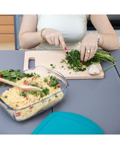 Plat à Four Rectangulaire en verre avec Poignées et Couvercle 28x20cm Plat à Four Rectangulaire en verre avec Poignées et Couvercle 28x20cm