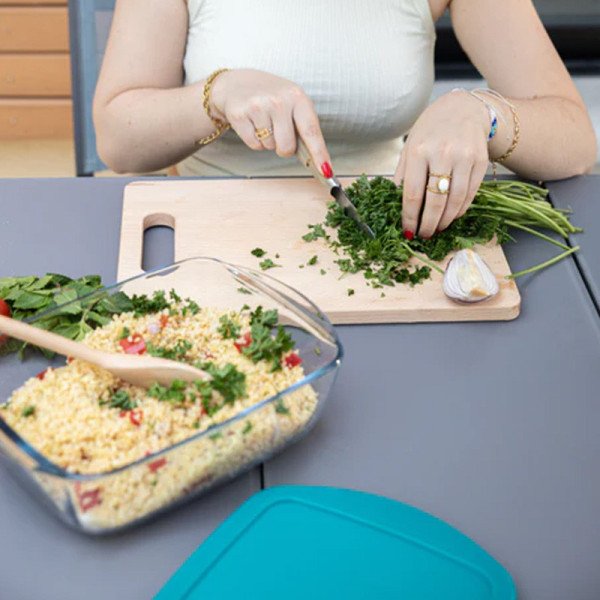 Plat à Four Rectangulaire en verre avec Poignées et Couvercle 23x15cm Plat à Four Rectangulaire en verre avec Poignées et Couvercle 23x15cm