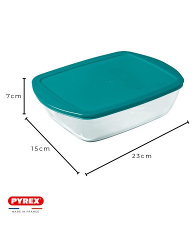 Plat à Four Rectangulaire en verre avec Poignées et Couvercle 23x15cm Plat à Four Rectangulaire en verre avec Poignées et Couvercle 23x15cm