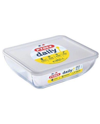 Plat à Four Rectangulaire en verre avec Poignées et Couvercle 23x15cm 1.2L Daily - PYREX
