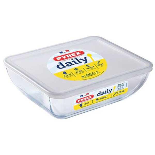 Plat à Four Rectangulaire en verre avec Poignées et Couvercle 23x15cm 1.2L Daily - PYREX Plat à Four Rectangulaire en verre avec Poignées et Couvercle 23x15cm 1.2L Daily - PYREX