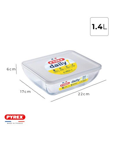 Plat à Four Rectangulaire en verre avec Poignées et Couvercle 23x15cm Plat à Four Rectangulaire en verre avec Poignées et Couvercle 23x15cm