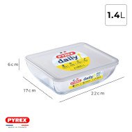 Plat à Four Rectangulaire en verre avec Poignées et Couvercle 23x15cm