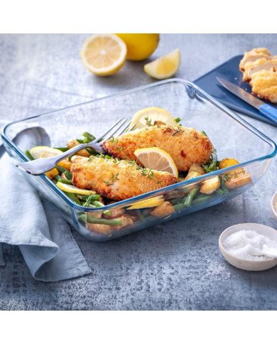 Plat à Four Rectangulaire en verre avec Poignées et Couvercle 23x15cm