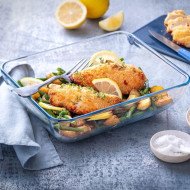 Plat à Four Rectangulaire en verre avec Poignées et Couvercle 23x15cm