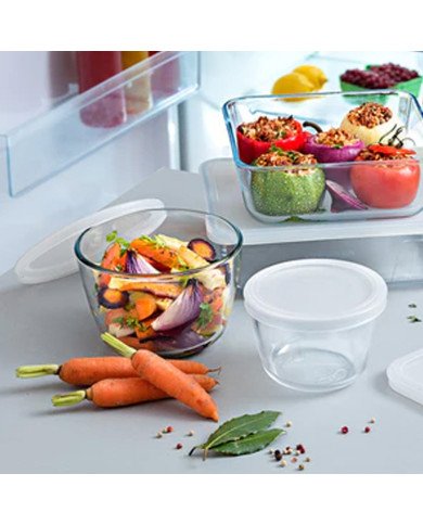 Boite de Conservation Plat à Four en verre avec Couvercle Ø 15cm 1.1L Boite de Conservation Plat à Four en verre avec Couvercle Ø 15cm 1.1L