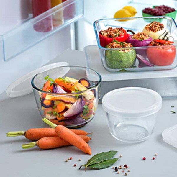 Boite de Conservation Plat à Four en verre avec Couvercle Ø 15cm 1.1L