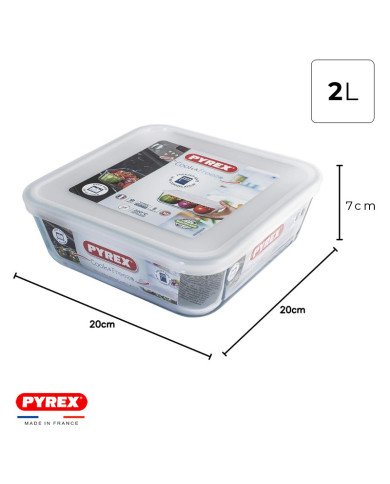 Boite de Conservation Plat à Four Carré en verre avec Couvercle 20x20c Boite de Conservation Plat à Four Carré en verre avec Couvercle 20x20c