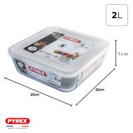 Boite de Conservation Plat à Four Carré en verre avec Couvercle 20x20c