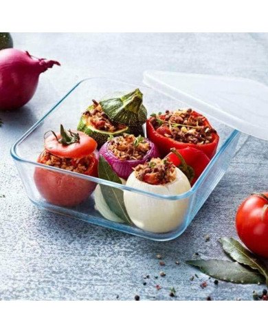 Boite de Conservation Plat à Four Carré en verre avec Couvercle 20x20c Boite de Conservation Plat à Four Carré en verre avec Couvercle 20x20c