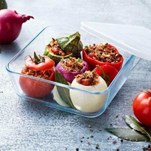 Boite de Conservation Plat à Four Carré en verre avec Couvercle 20x20c Boite de Conservation Plat à Four Carré en verre avec Couvercle 20x20c