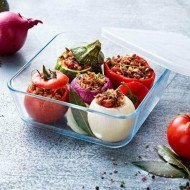 Boite de Conservation Plat à Four Carré en verre avec Couvercle 20x20c