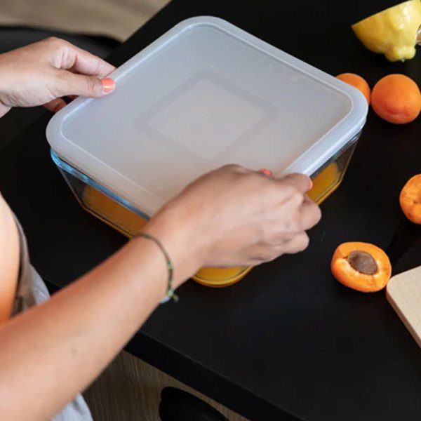 Boite de Conservation Plat à Four Carré en verre avec Couvercle 20x20c