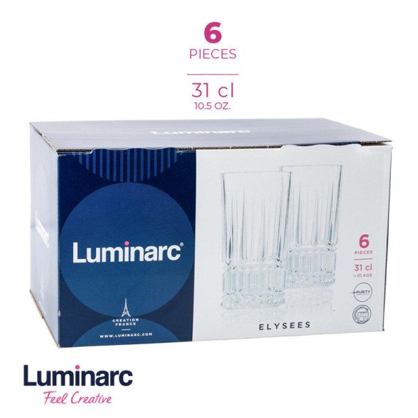 Coffret de 6 Verres à Eau 31cl Elysées - LUMINARC