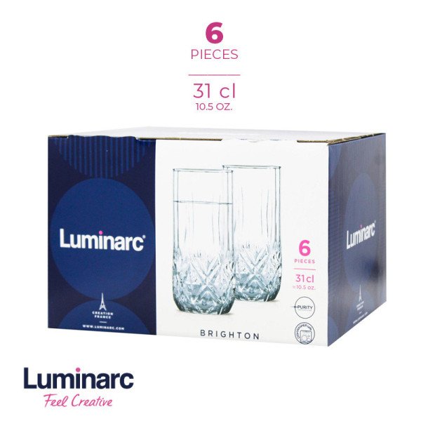 Coffret de 6 Verres à Eau 31cl Brighton - LUMINARC