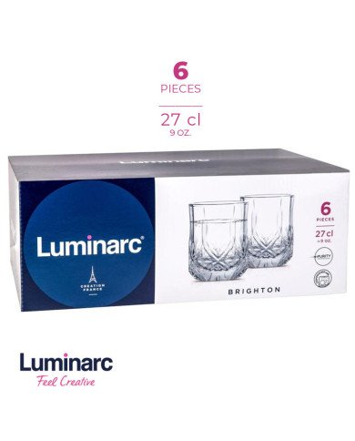 Coffret de 6 Verres à Eau 27cl Brighton - LUMINARC Coffret de 6 Verres à Eau 27cl Brighton - LUMINARC