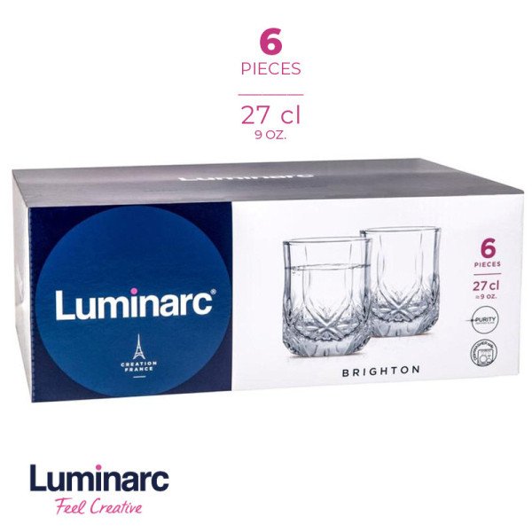 Coffret de 6 Verres à Eau 27cl Brighton - LUMINARC