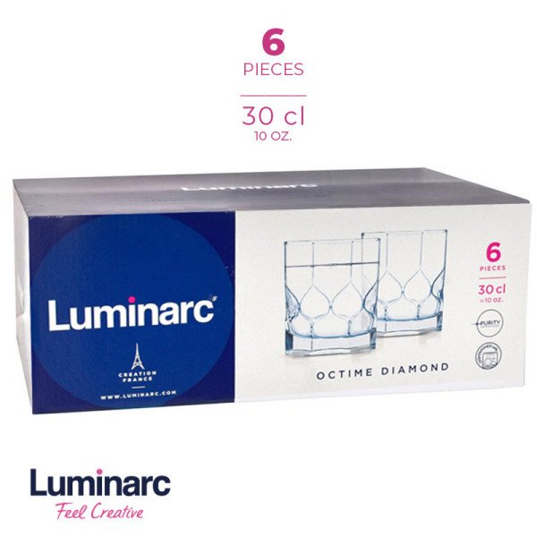 Coffret de 6 Verres à Eau 30cl Octime Diamond - LUMINARC