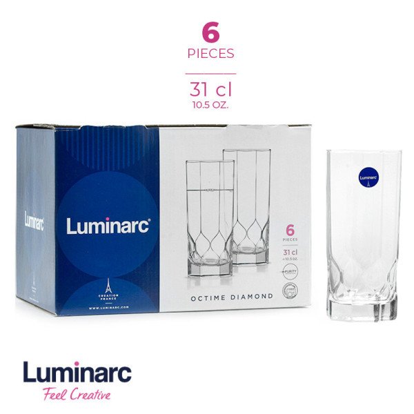 Coffret de 6 Verres à Eau 31cl Octime Diamond - LUMINARC