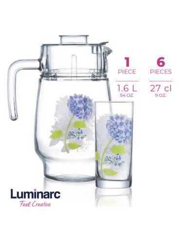 Service à Eau 7 pièces Hortensia Blue - LUMINARC Service à Eau 7 pièces Hortensia Blue - LUMINARC