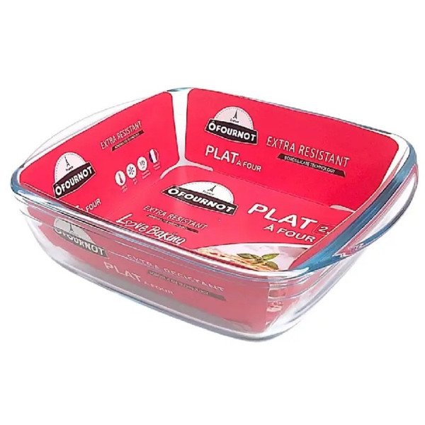 Plat à Four Carré en verre 25x22cm 2.1L Love Baking - ÔFOURNOT Plat à Four Carré en verre 25x22cm 2.1L Love Baking - ÔFOURNOT