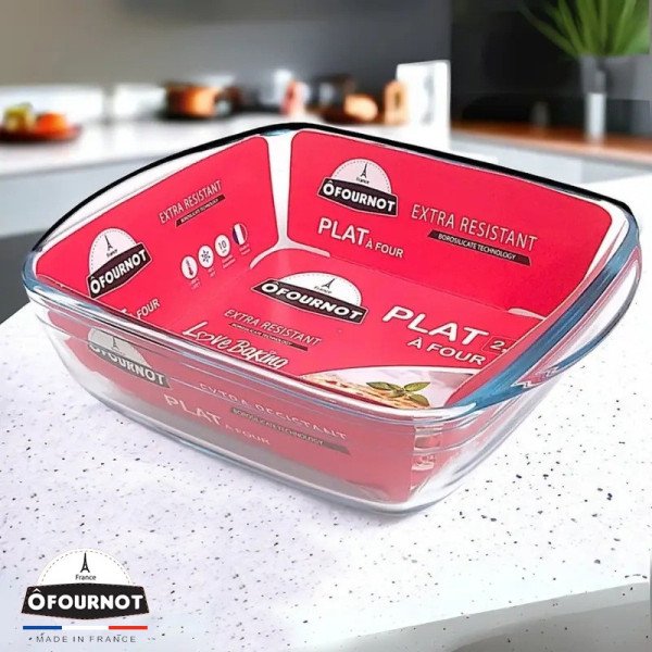 Plat à Four Carré en verre 25x22cm 2.1L Love Baking - ÔFOURNOT Plat à Four Carré en verre 25x22cm 2.1L Love Baking - ÔFOURNOT