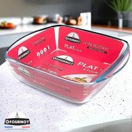 Plat à Four Carré en verre 25x22cm 2.1L Love Baking - ÔFOURNOT