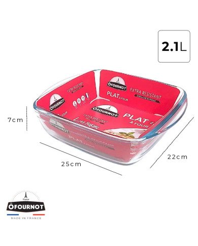 Plat à Four Carré en verre 25x22cm 2.1L Love Baking - ÔFOURNOT Plat à Four Carré en verre 25x22cm 2.1L Love Baking - ÔFOURNOT