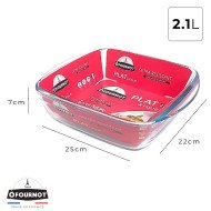 Plat à Four Carré en verre 25x22cm 2.1L Love Baking - ÔFOURNOT