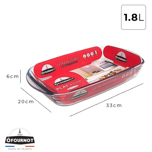 Plat à Four Rectangulaire en verre 33x20cm 1.8L - ÔFOURNOT Plat à Four Rectangulaire en verre 33x20cm 1.8L - ÔFOURNOT