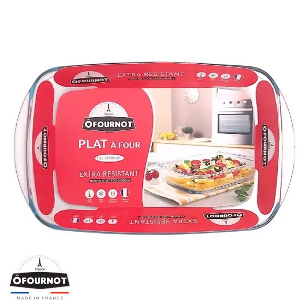 Plat à Four Rectangulaire en verre 33x20cm 1.8L - ÔFOURNOT