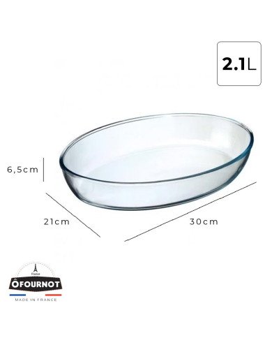 Plat à Four Ovale en verre 30x21cm 2.1L - ÔFOURNOT