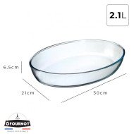 Plat à Four Ovale en verre 30x21cm 2.1L - ÔFOURNOT
